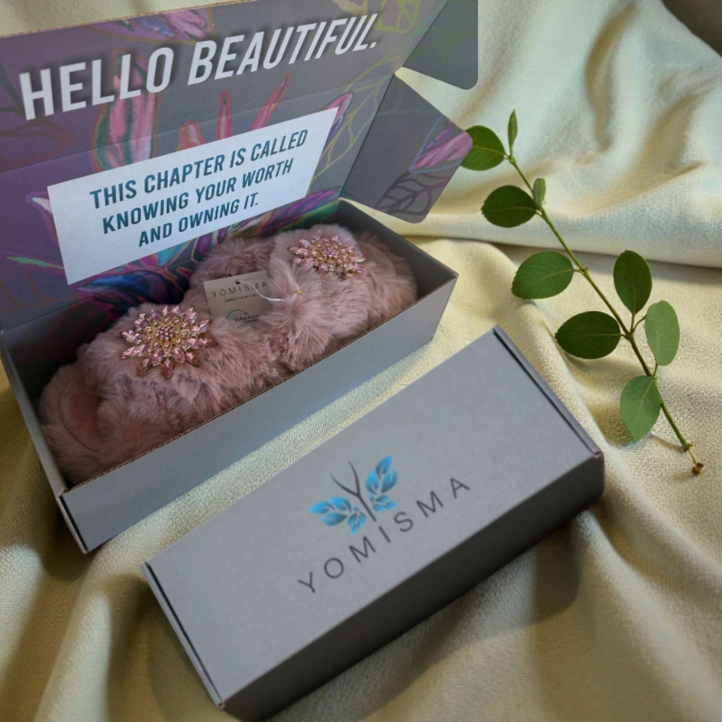 Eco Faux Fur Cheetah Platform Slide Slippers with Evil Eye Hand Beaded Brooches