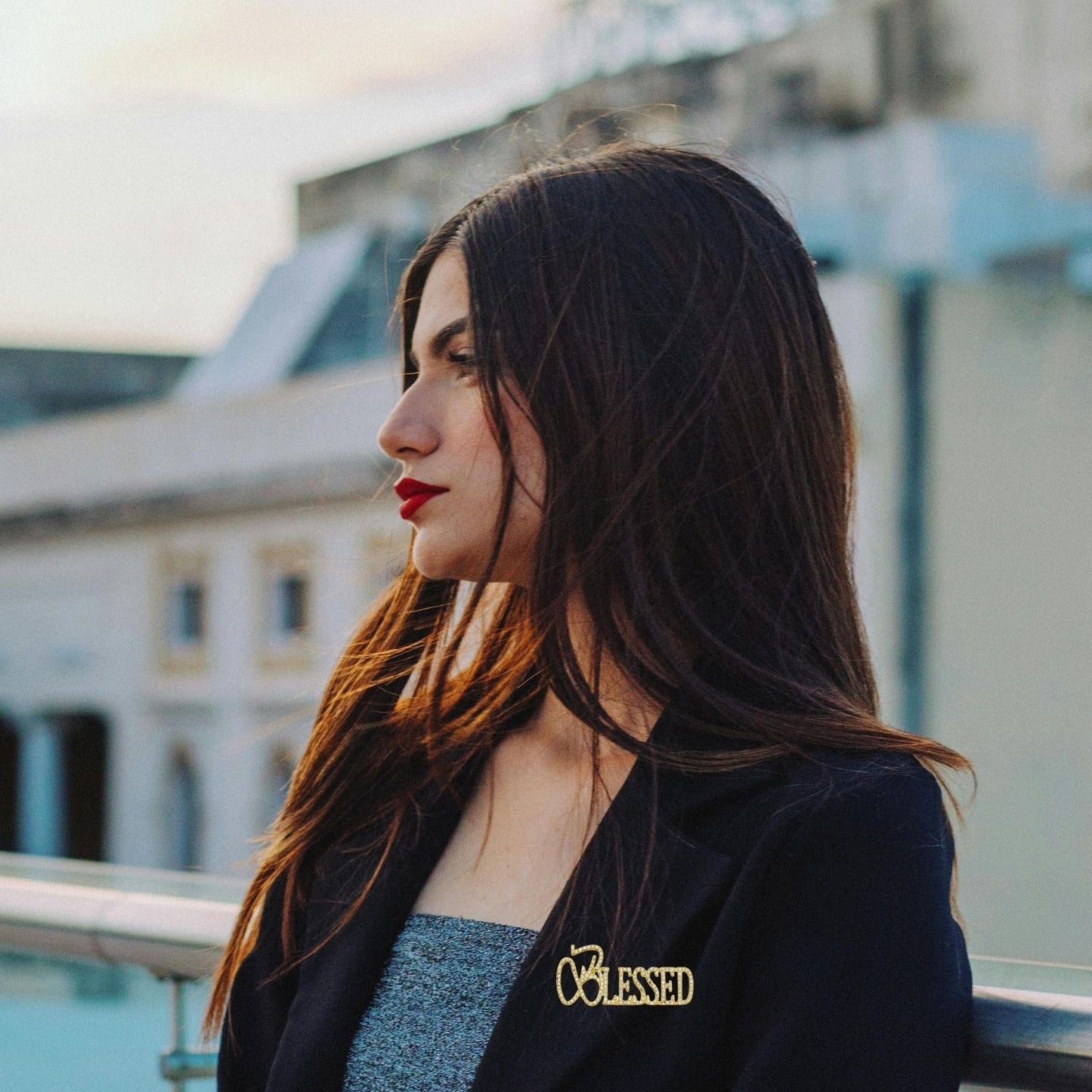 “Blessed” Rhinestone Word Brooch