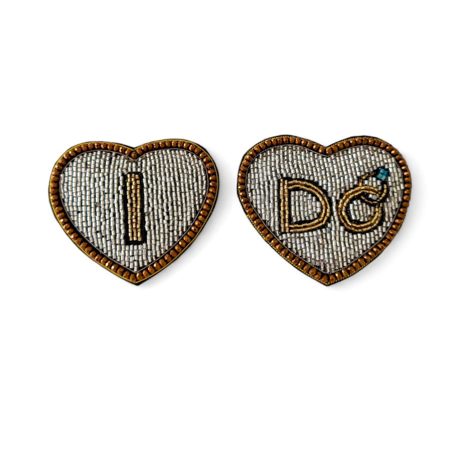 Faux Fur Slippers - Global Recycled Standard Certified with Beaded Wedding (I DO) Brooch