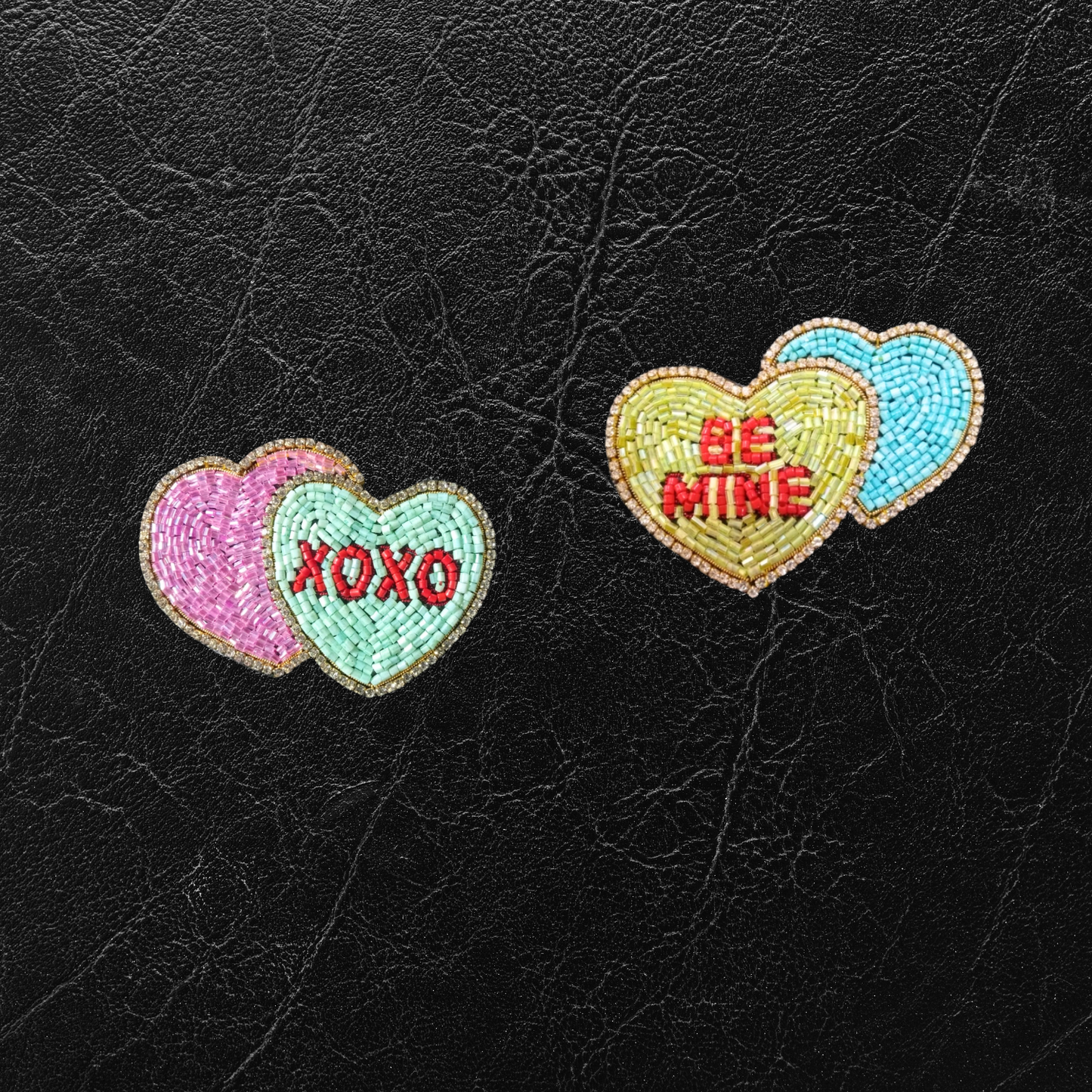 Faux Fur Slippers - Global Recycled Standard Certified with Valentines "Be Mine/XO" Embellishments