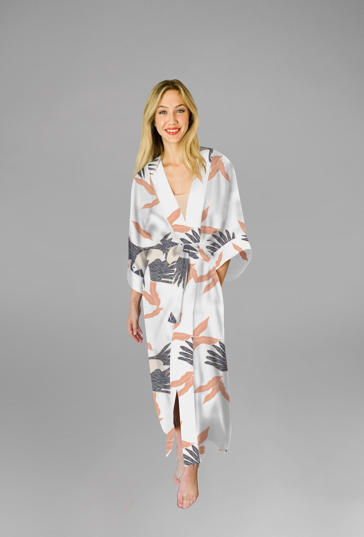 Robe in White Toucans