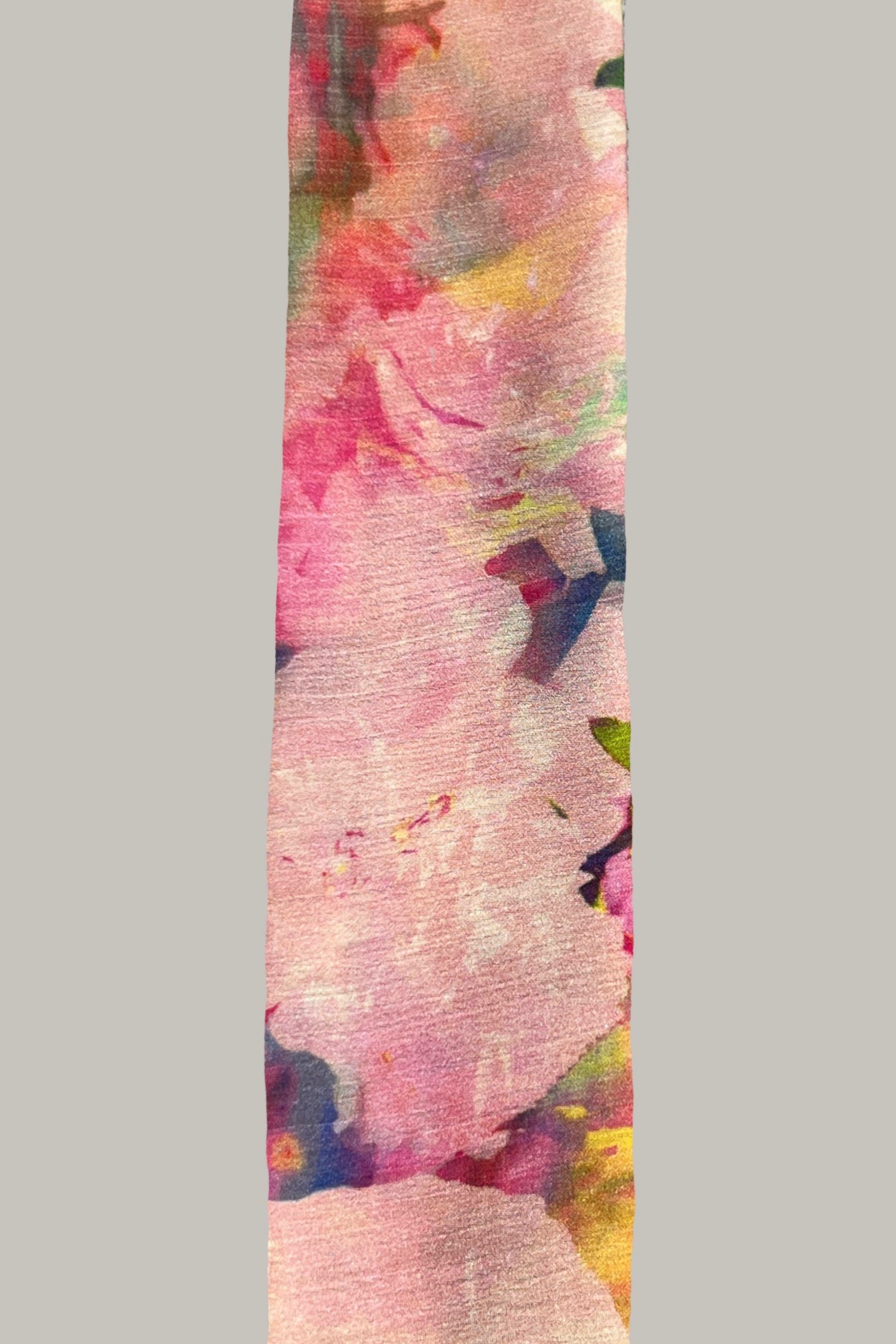 Peach poppy printed scarf made from an ultra soft recycled poly blend 3