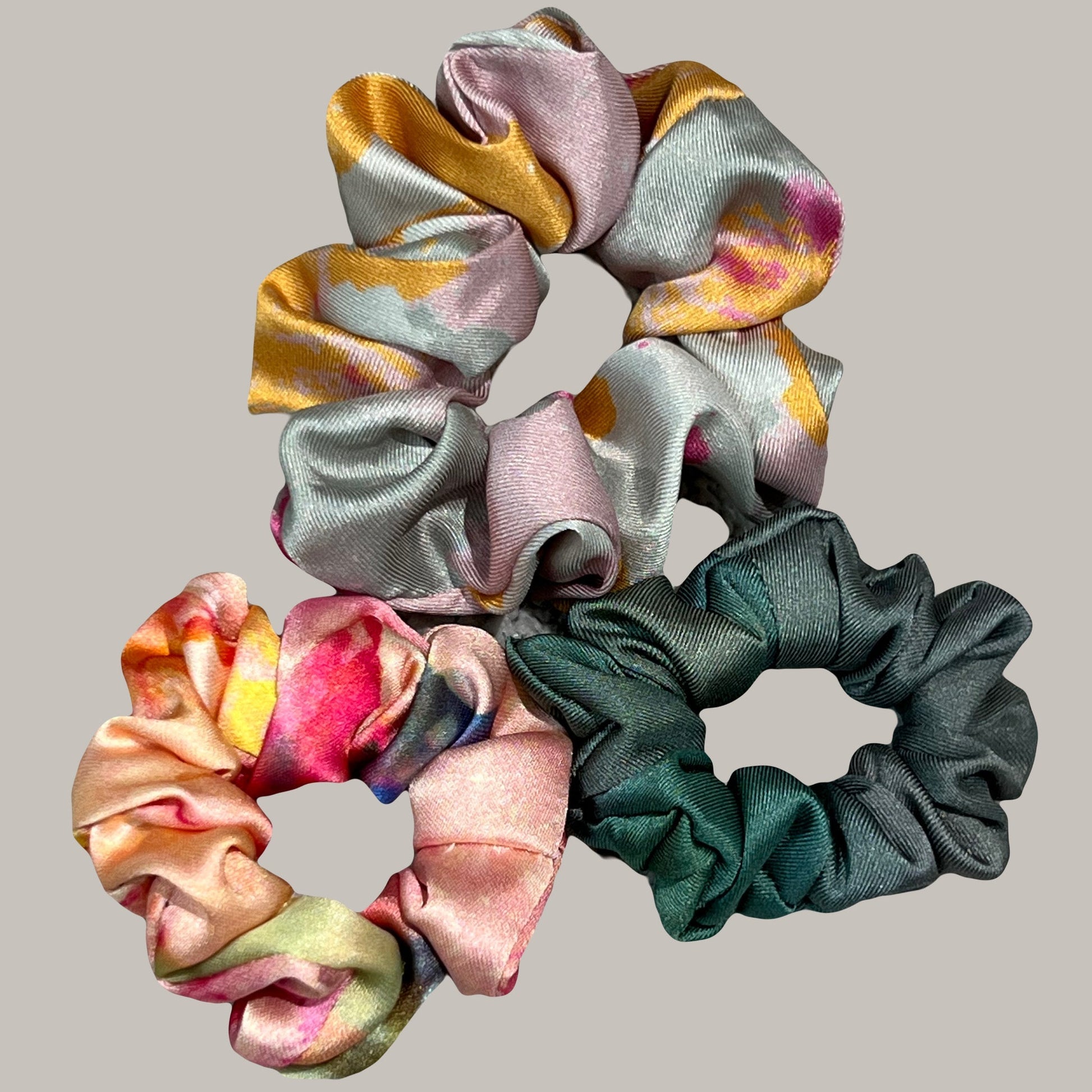 3 pack hair scrunchies for women made of recycled textiles 2