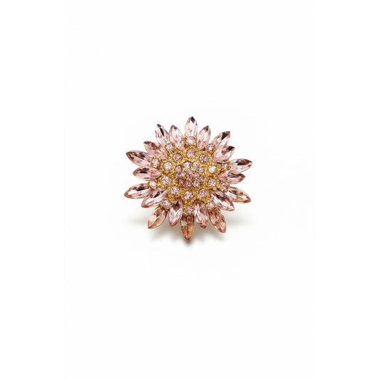 Rhinestone Sunburst Brooch - Pale Pink