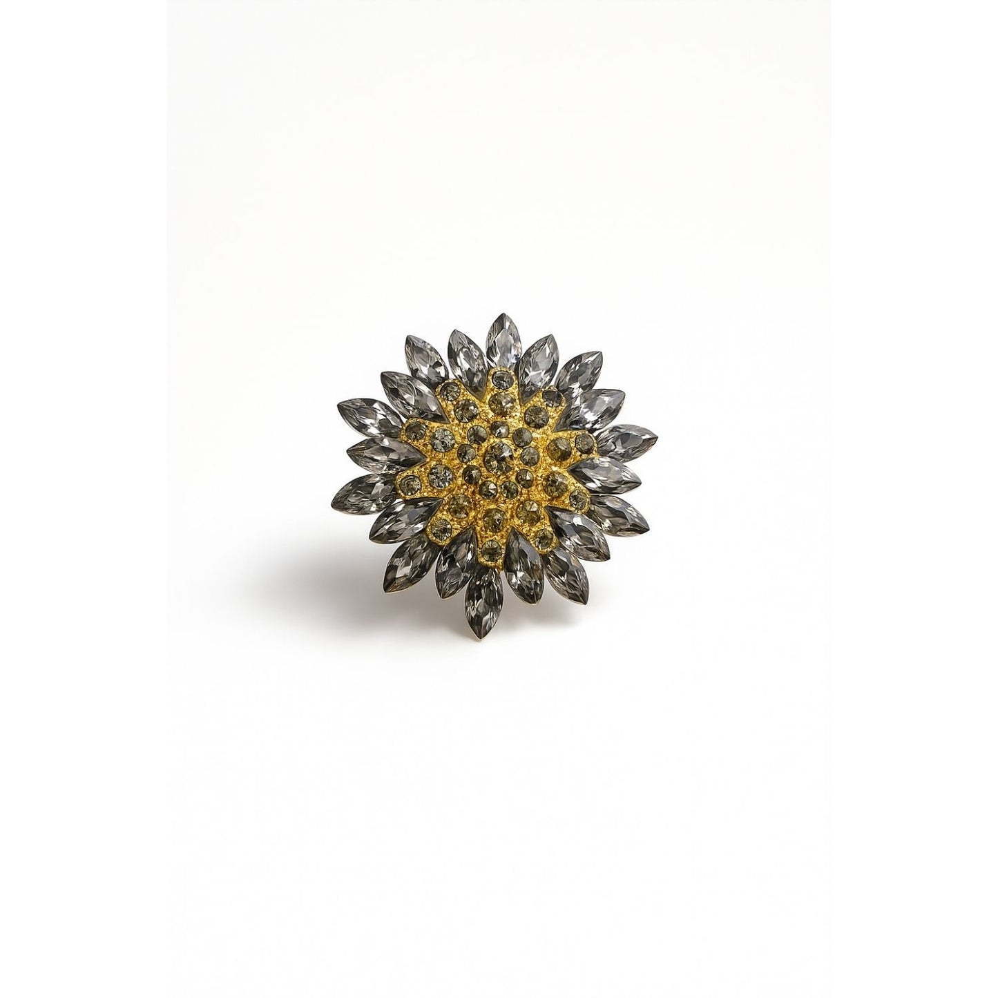Rhinestone Sunburst Brooch - Tourmaline Grey