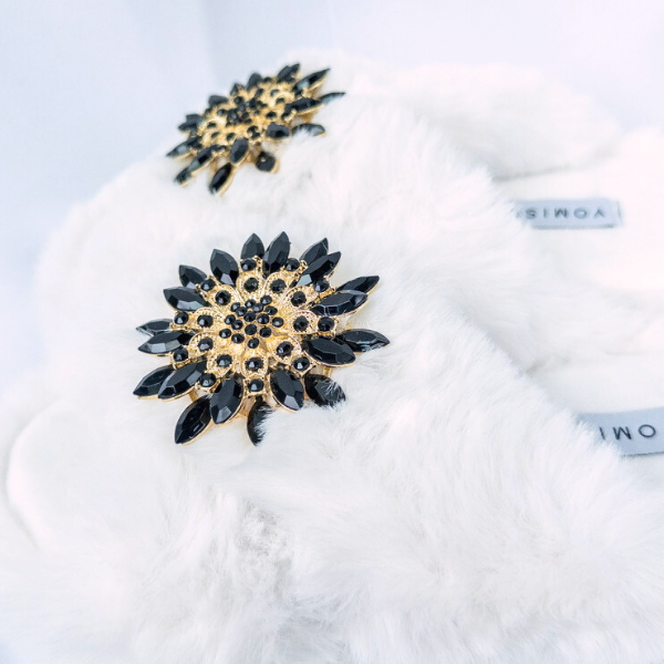 Faux Fur Slippers - Global Recycled Standard Certified with Black Embellishments