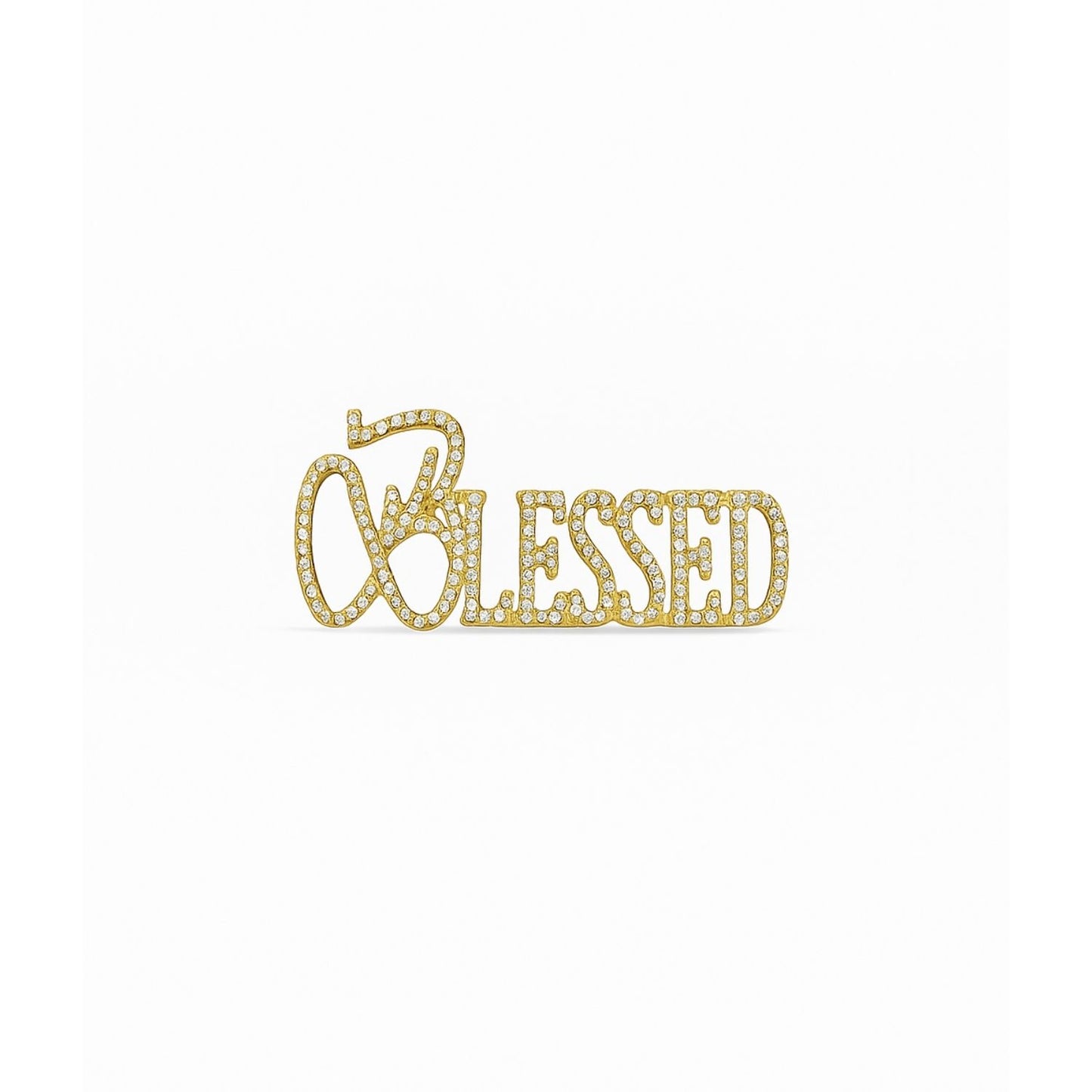 “Blessed” Rhinestone Word Brooch