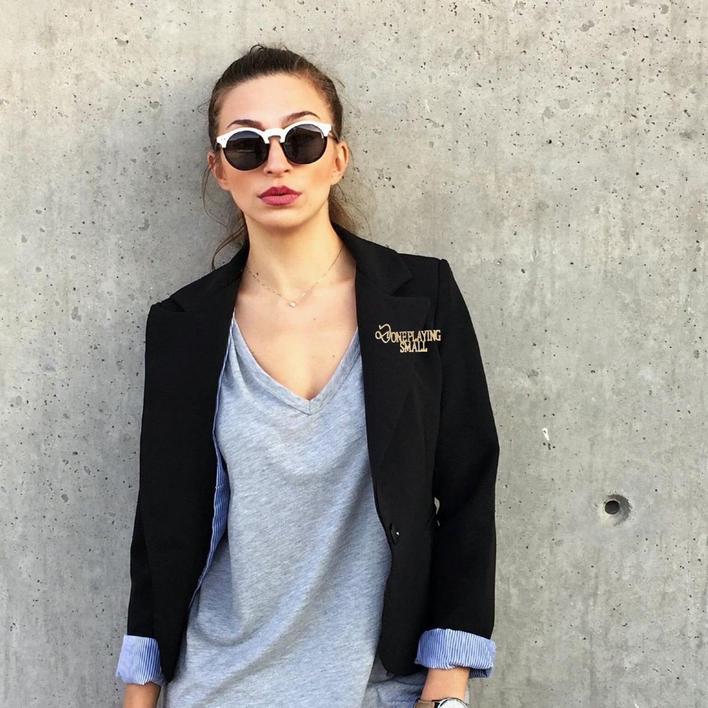 “Done Playing Small” Rhinestone Word Brooch