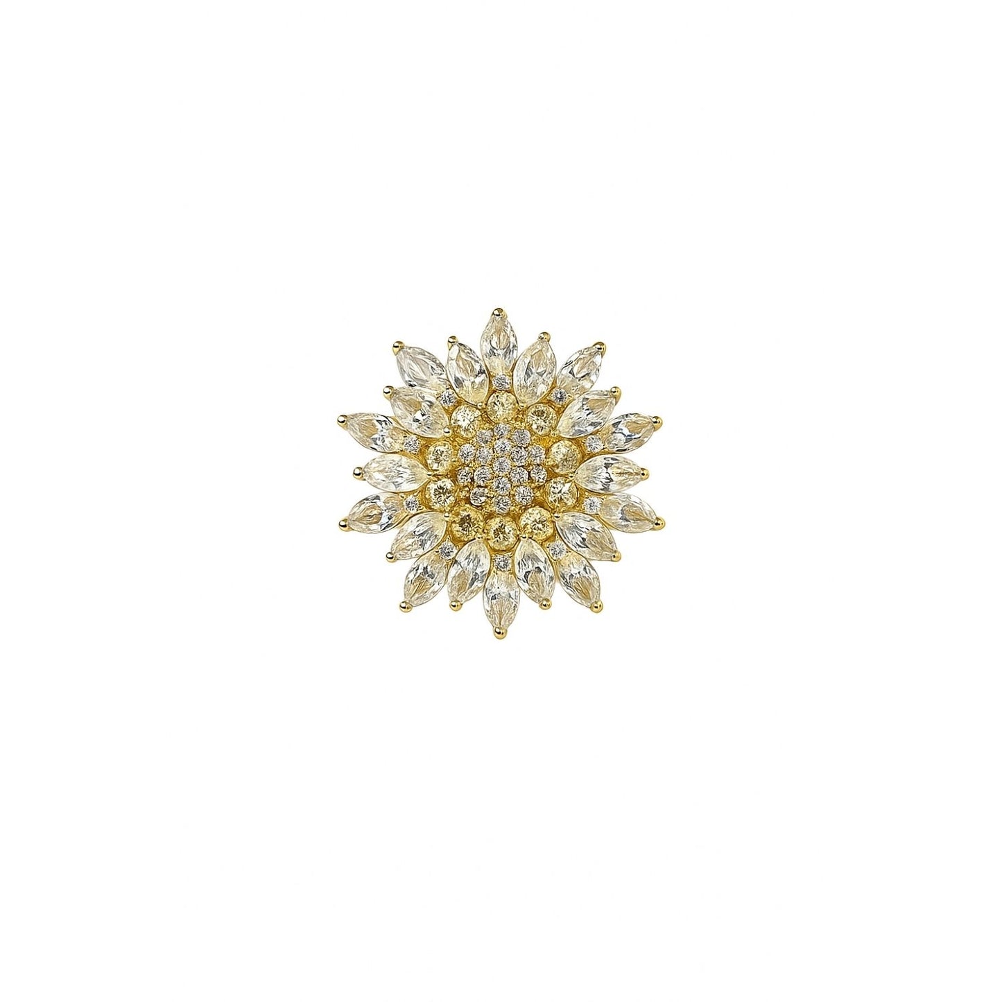 Rhinestone Sunburst Brooch - Clear