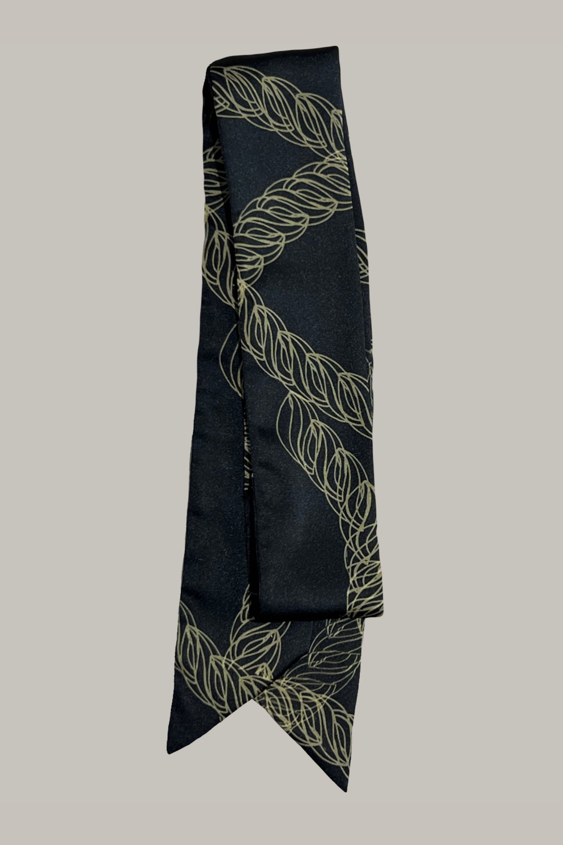 Black and gold chains printed scarf made from an ultra soft recycled poly blend 4