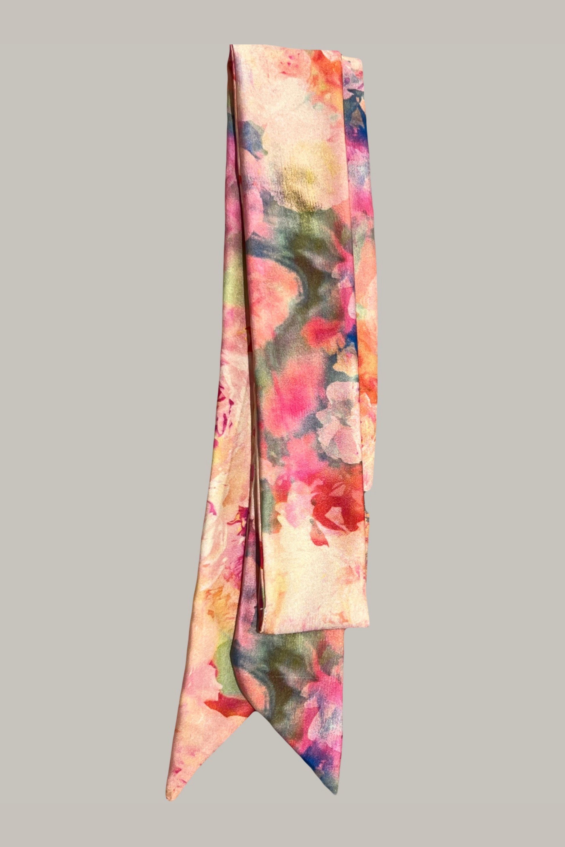 Peach floral print scarf made from an ultra soft recycled poly blend