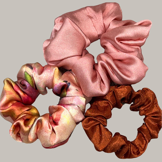 3 pack hair scrunchies for women made of recycled textiles