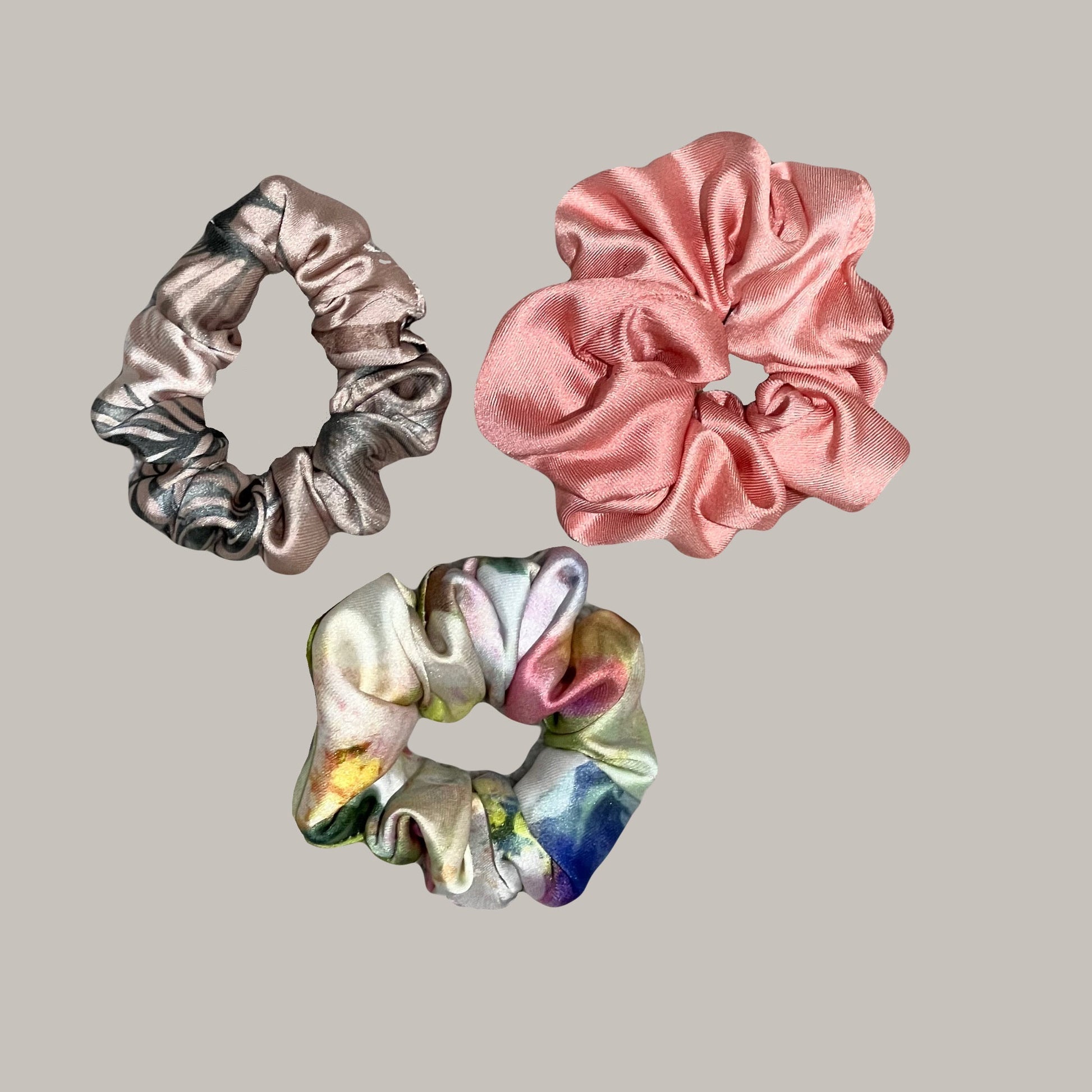3 pack hair scrunchies for women made of recycled textiles 10