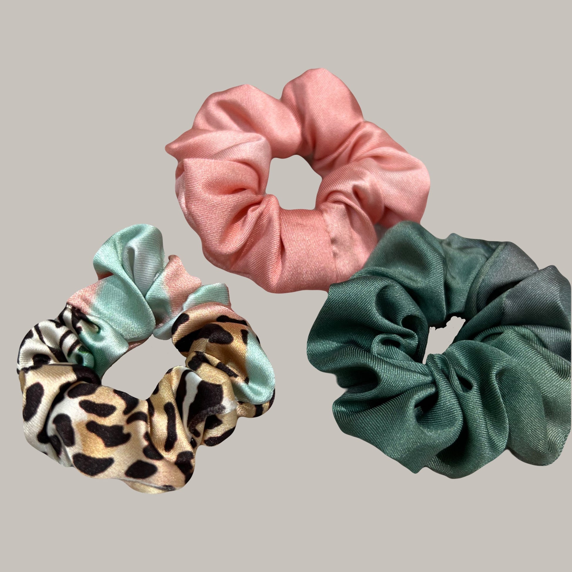 3 pack hair scrunchies for women made of recycled textiles 1