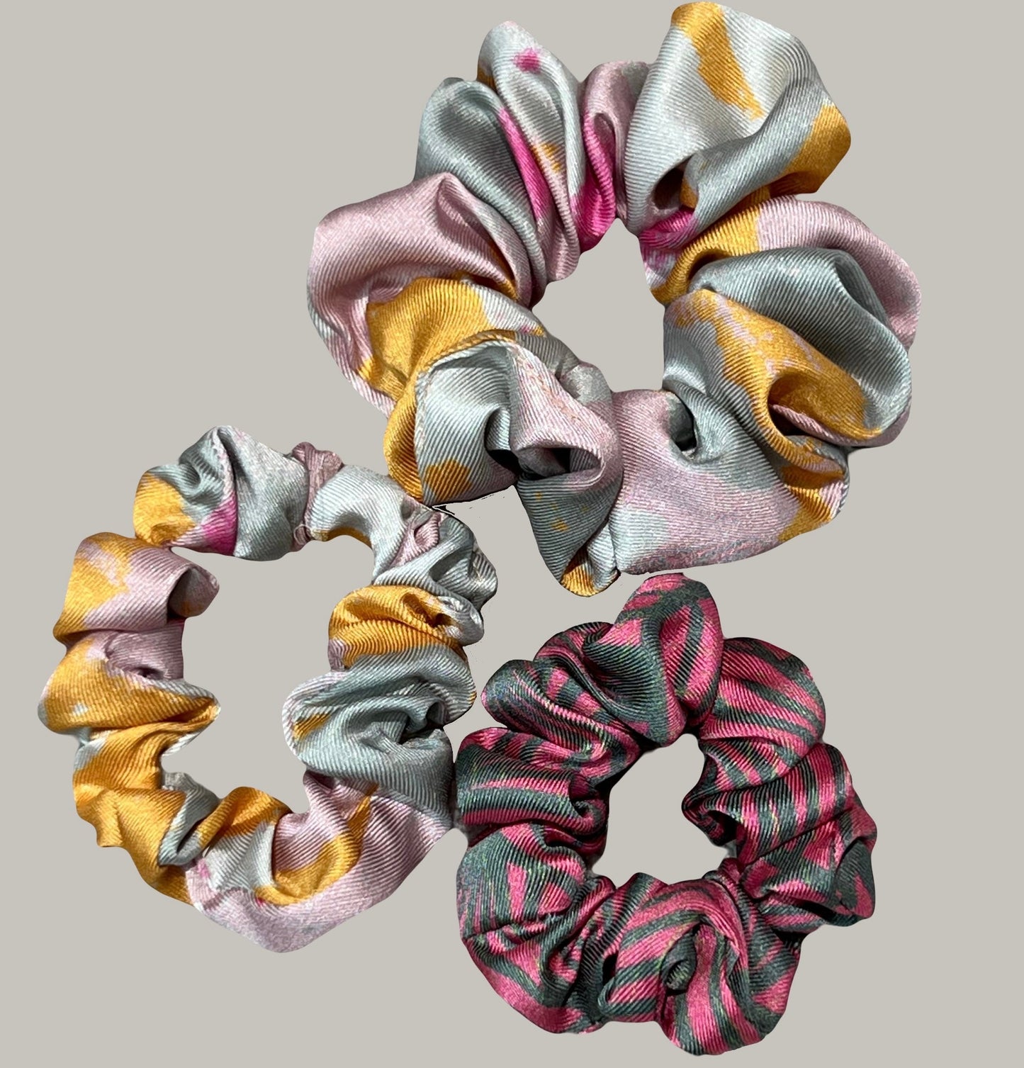 3 pack hair scrunchies for women made of recycled textiles 3