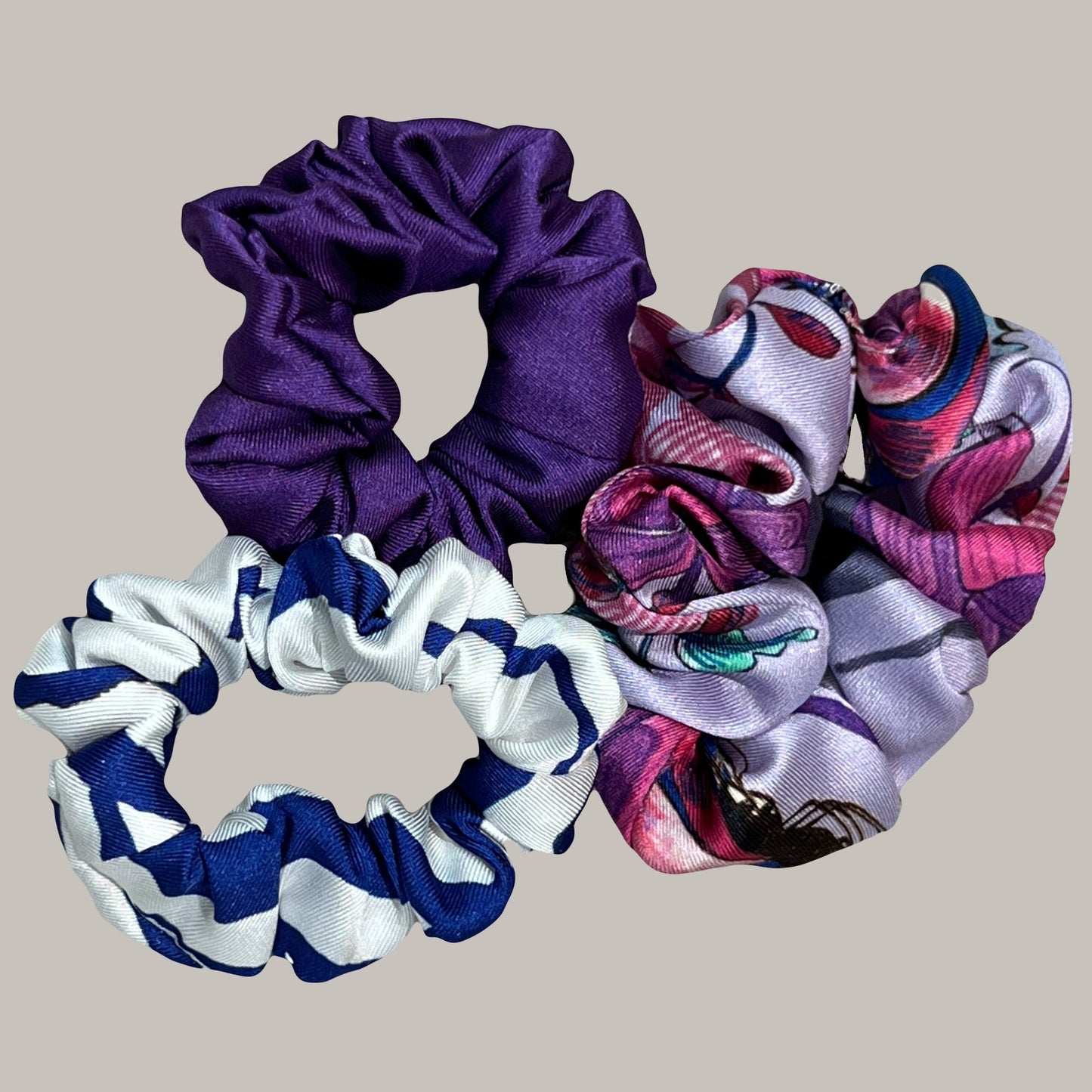 3 pack hair scrunchies for women made of recycled textiles 4
