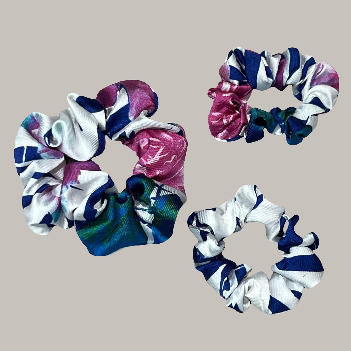 3 pack hair scrunchies for women made of recycled textiles 5