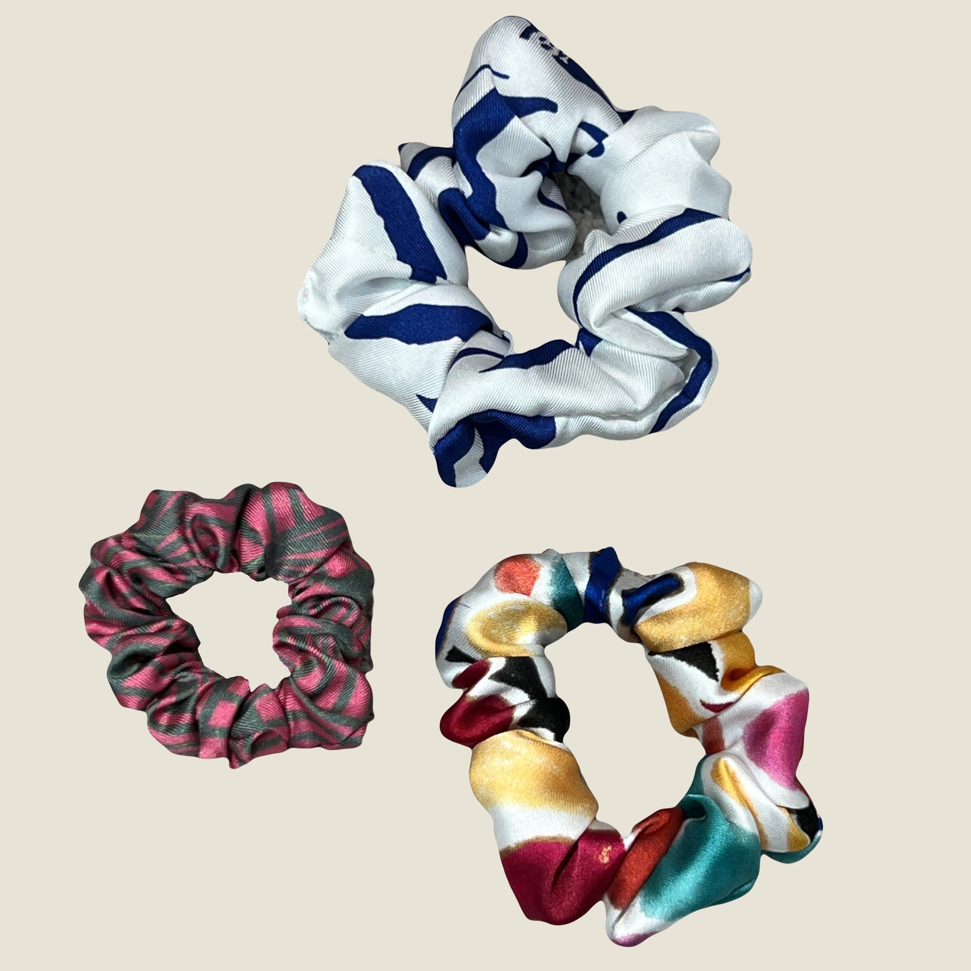 3 pack hair scrunchies for women made of recycled textiles 7