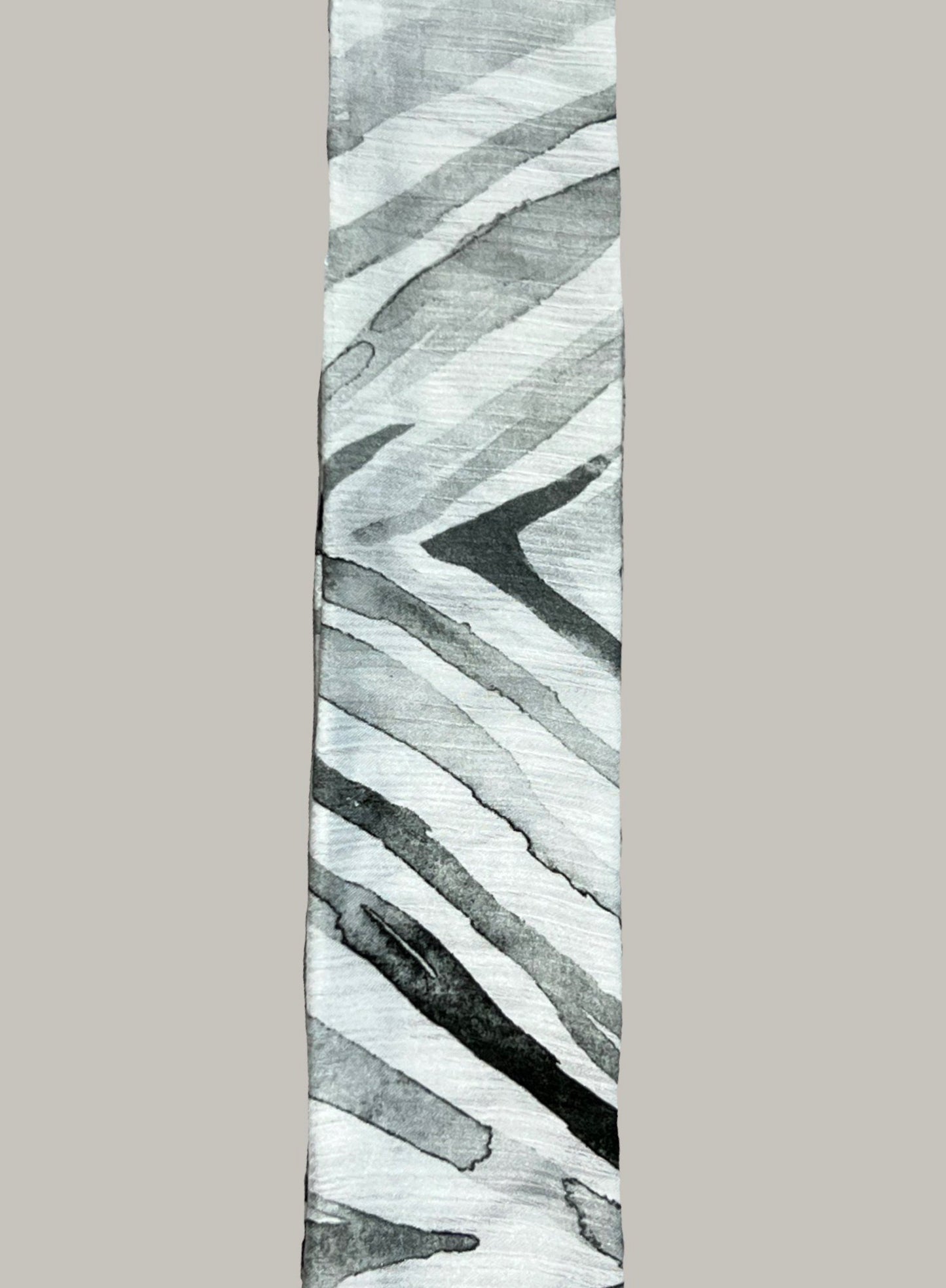 Grey and white zebra printed scarf made from an ultra soft recycled poly blend 3