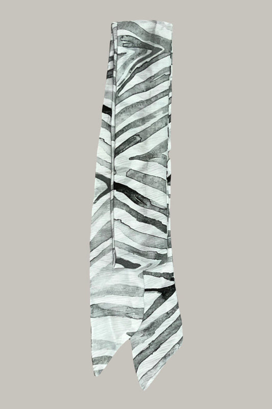 Zebra printed scarf made from an ultra soft recycled poly blend